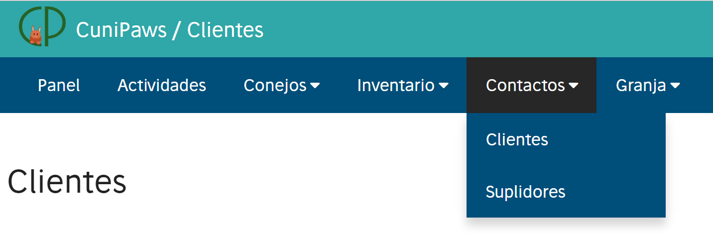 Dropdown de contactos